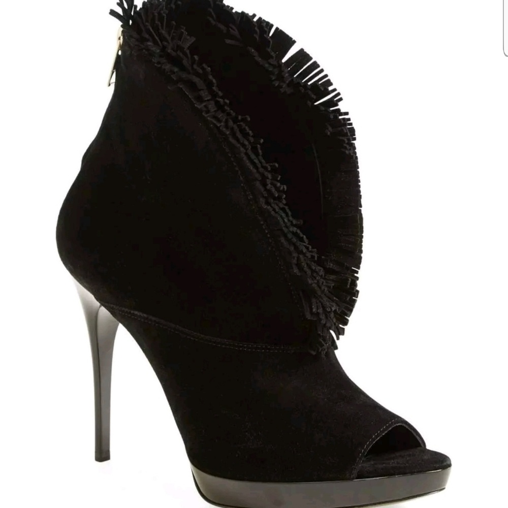 Burberry Womens Black Suede Nadison Fringe Platfor